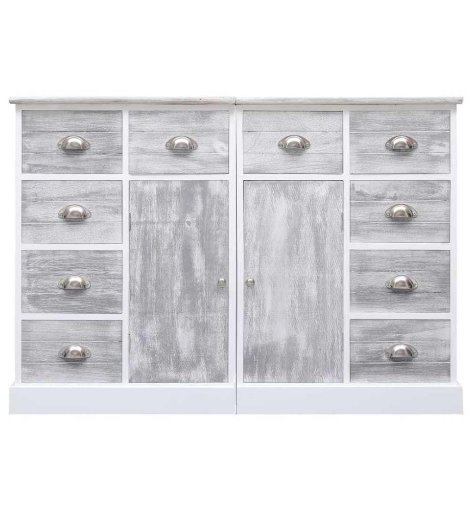 Sideboard mit 10 Schubladen Grau 113×30×79 cm Holz