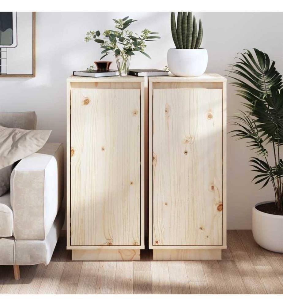 Sideboards 2 Stk. 31,5x34x75 cm Massivholz Kiefer