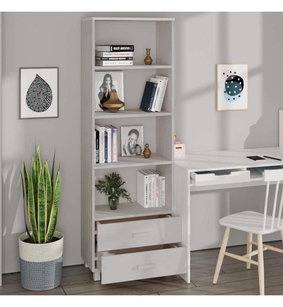 Buffet HAMAR Blanc 60x35x180 cm Bois de pin massif