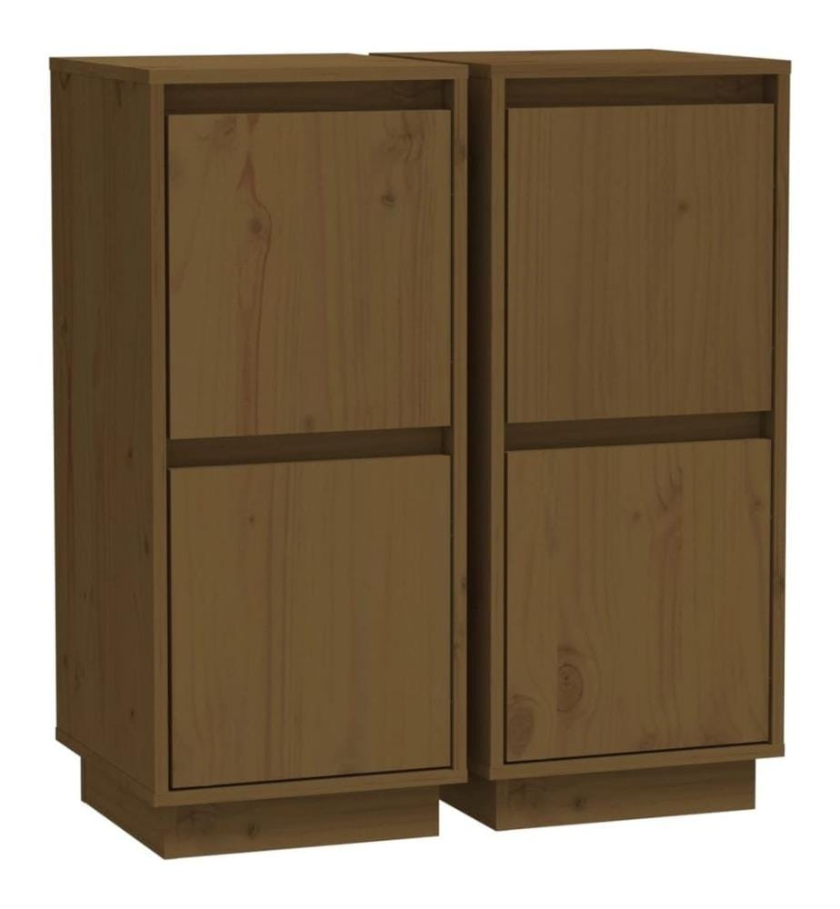 Sideboards 2 Stk. Honigbraun 31,5x34x75 cm Massivholz Kiefer