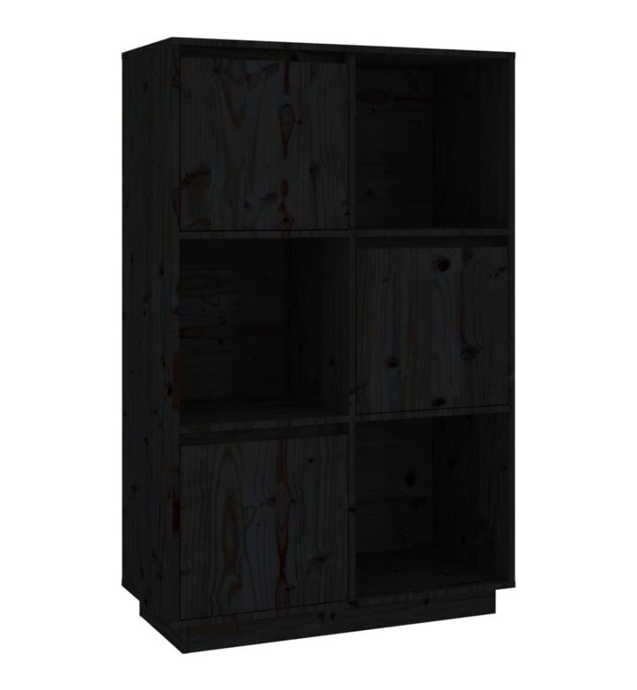 Highboard Schwarz 74x35x117 cm Massivholz Kiefer