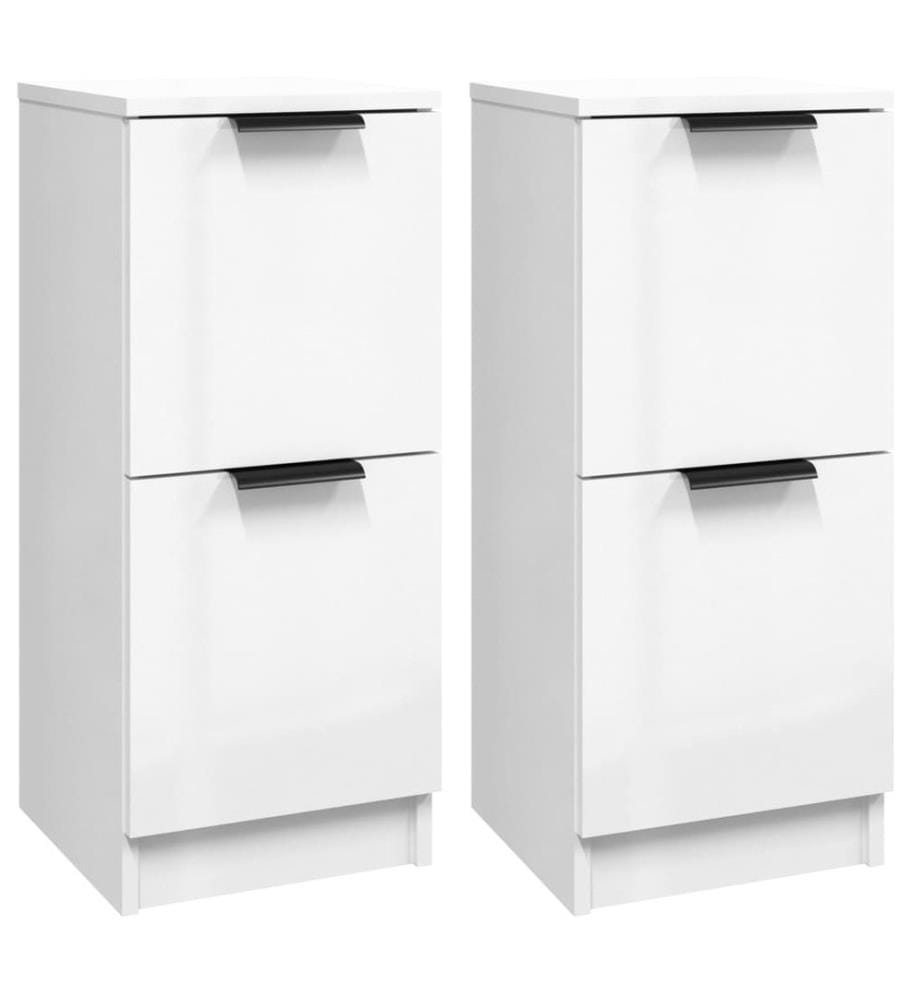 Sideboards 2 Stk. Hochglanz-Weiss 30x30x70 cm Holzwerkstoff