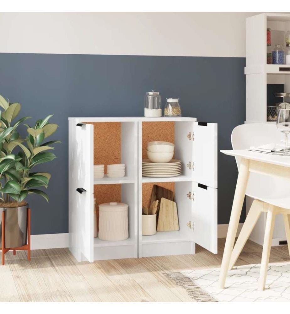 Sideboards 2 Stk. Hochglanz-Weiss 30x30x70 cm Holzwerkstoff