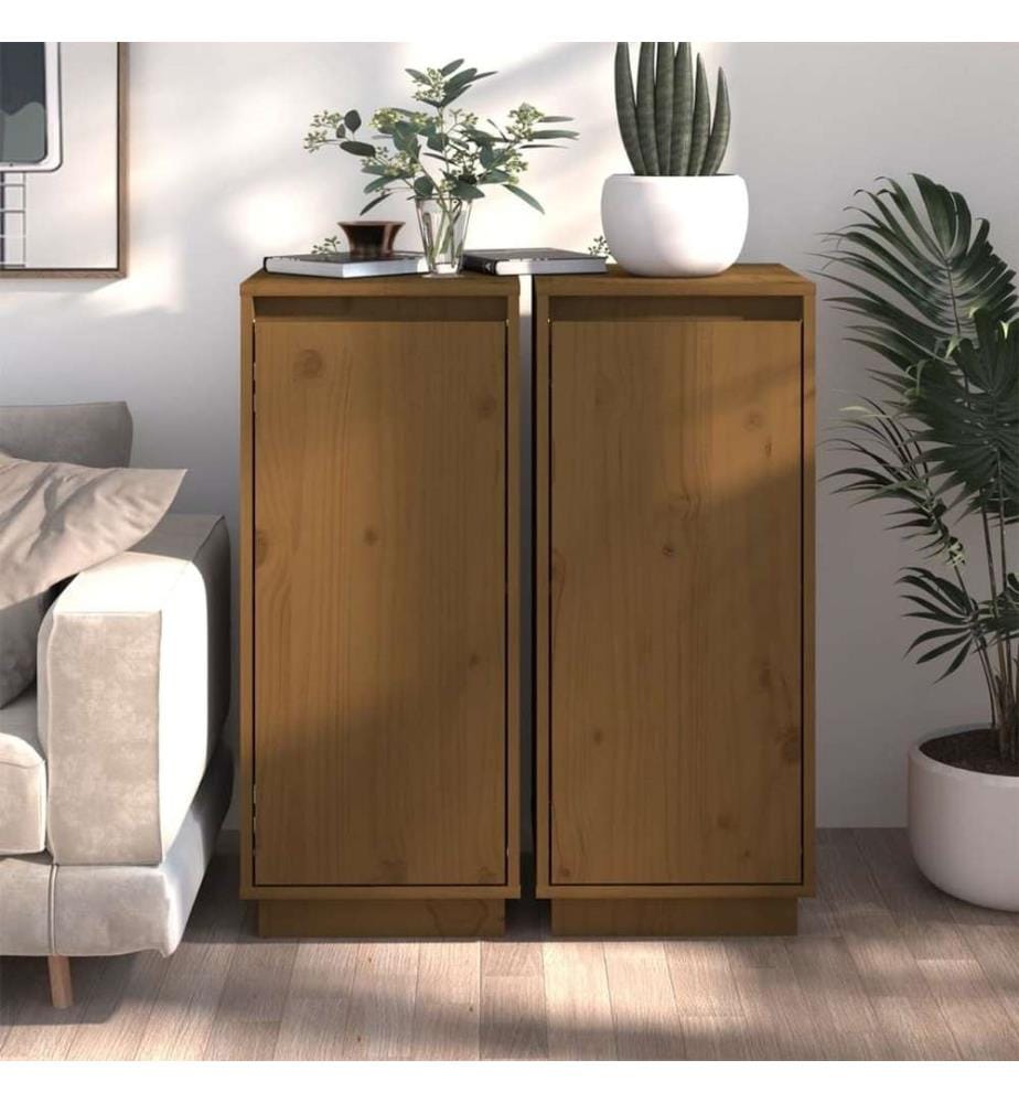 Sideboards 2 Stk. Honigbraun 31,5x34x75 cm Massivholz Kiefer