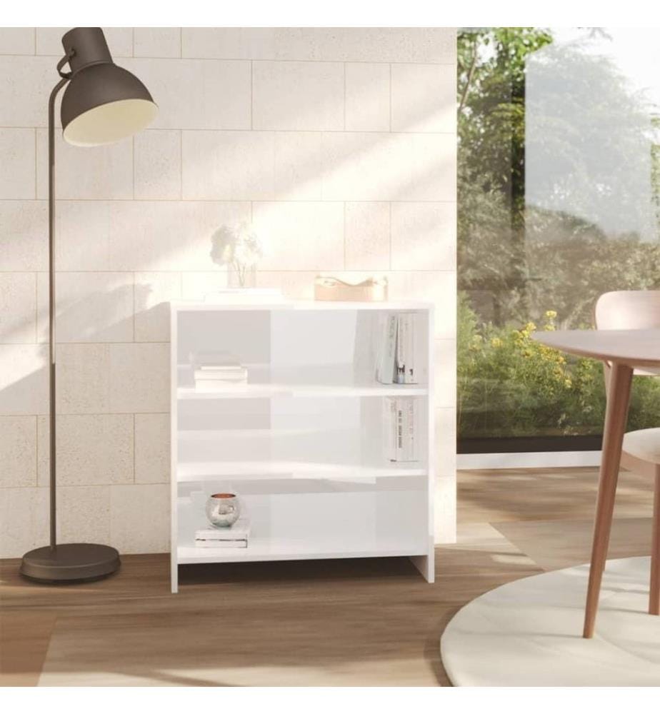 Buffet Blanc brillant 70x40,5x75 cm Aggloméré