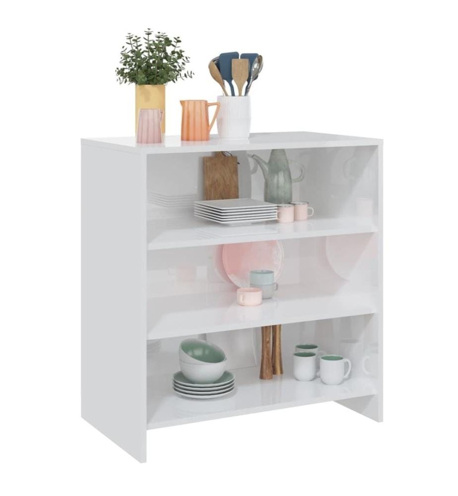 Buffet Blanc brillant 70x40,5x75 cm Aggloméré