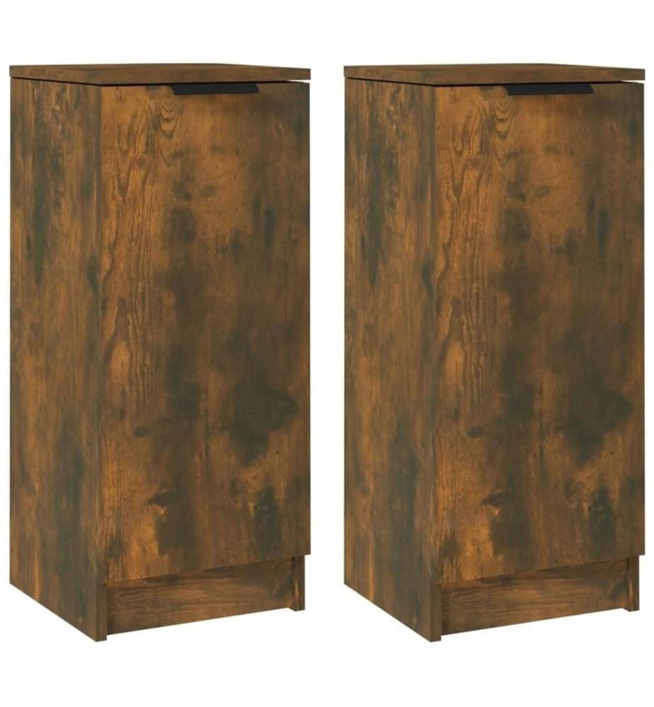 Sideboards 2 Stk. Räuchereiche 30x30x70 cm Holzwerkstoff
