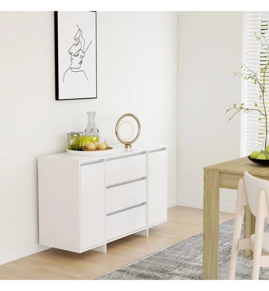Buffet avec 3 tiroirs Blanc 120x41x75 cm Aggloméré
