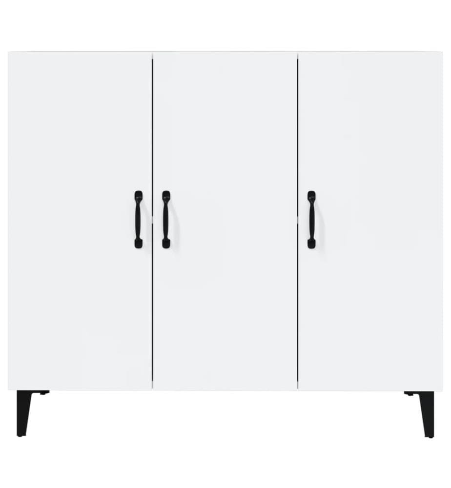 Buffet blanc brillant 90x34x80 cm bois d'ingénierie