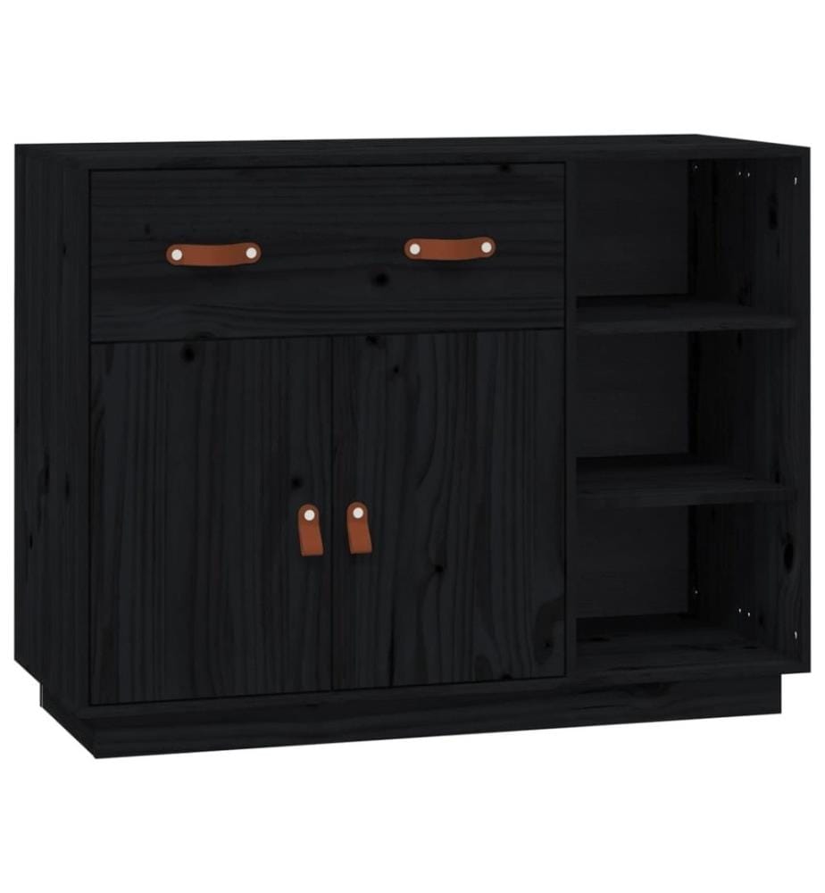 Buffet Noir 98,5x40x75 cm Bois massif de pin