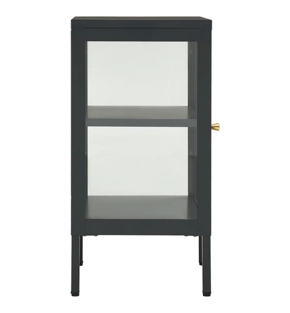 Sideboard Anthrazit 38x35x70 cm Stahl und Glas