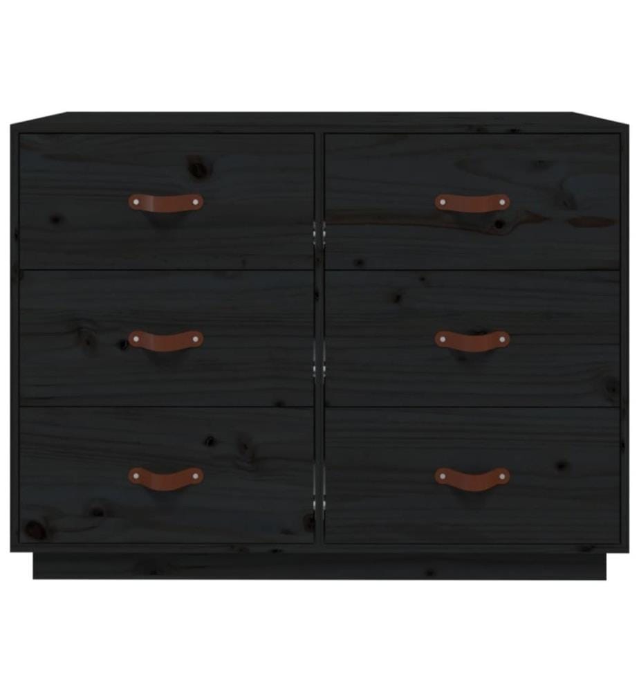 Buffet Noir 100x40x75 cm Bois massif de pin