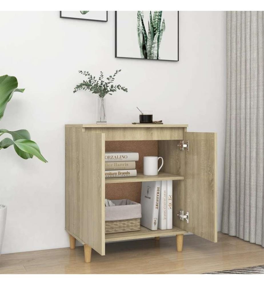 Sideboard mit Massivholz-Beinen Sonoma-Eiche 60x35x70 cm
