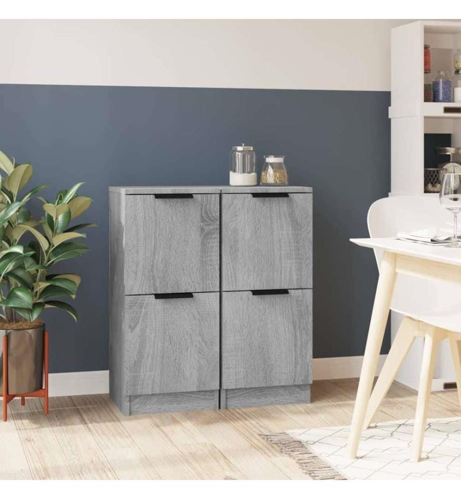 Sideboards 2 Stk. Grau Sonoma 30x30x70 cm Holzwerkstoff