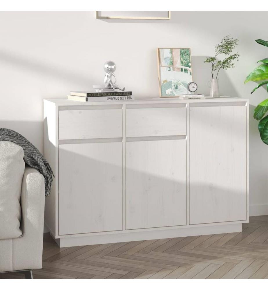 Sideboard Weiss 110x34x75 cm Massivholz Kiefer