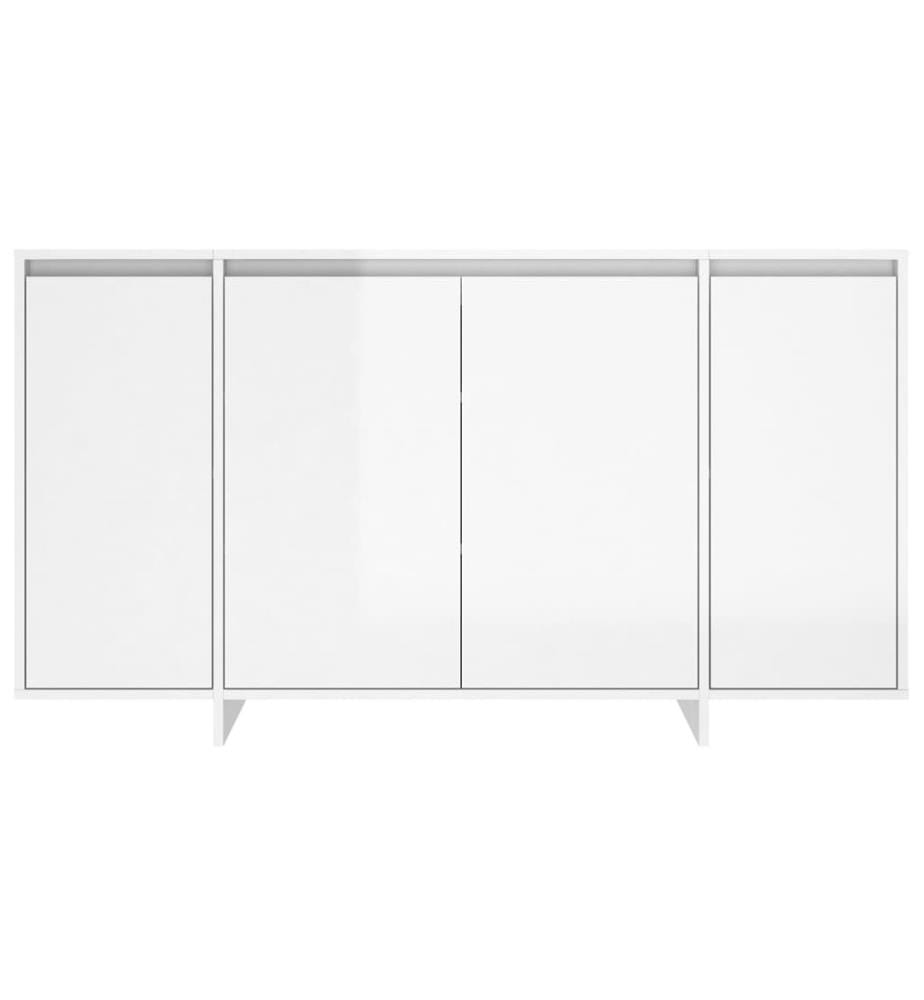 Buffet blanc brillant 135x41x75 cm bois d'ingénierie