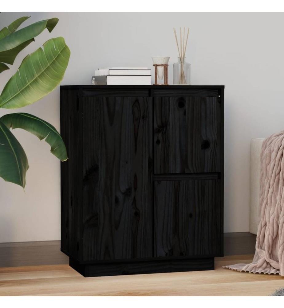 Sideboard Schwarz 60x34x75 cm Massivholz Kiefer