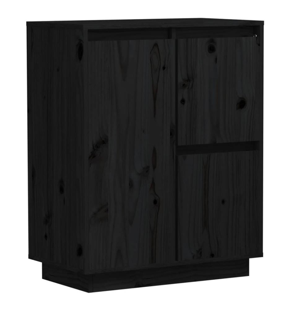 Sideboard Schwarz 60x34x75 cm Massivholz Kiefer