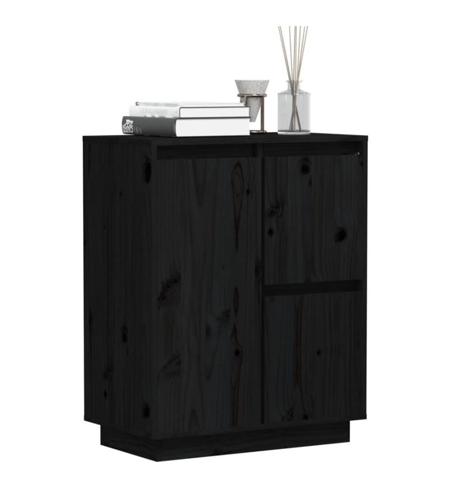 Sideboard Schwarz 60x34x75 cm Massivholz Kiefer
