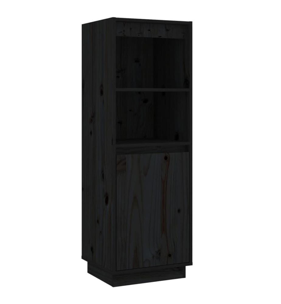 Highboard Schwarz 37x34x110 cm Massivholz Kiefer