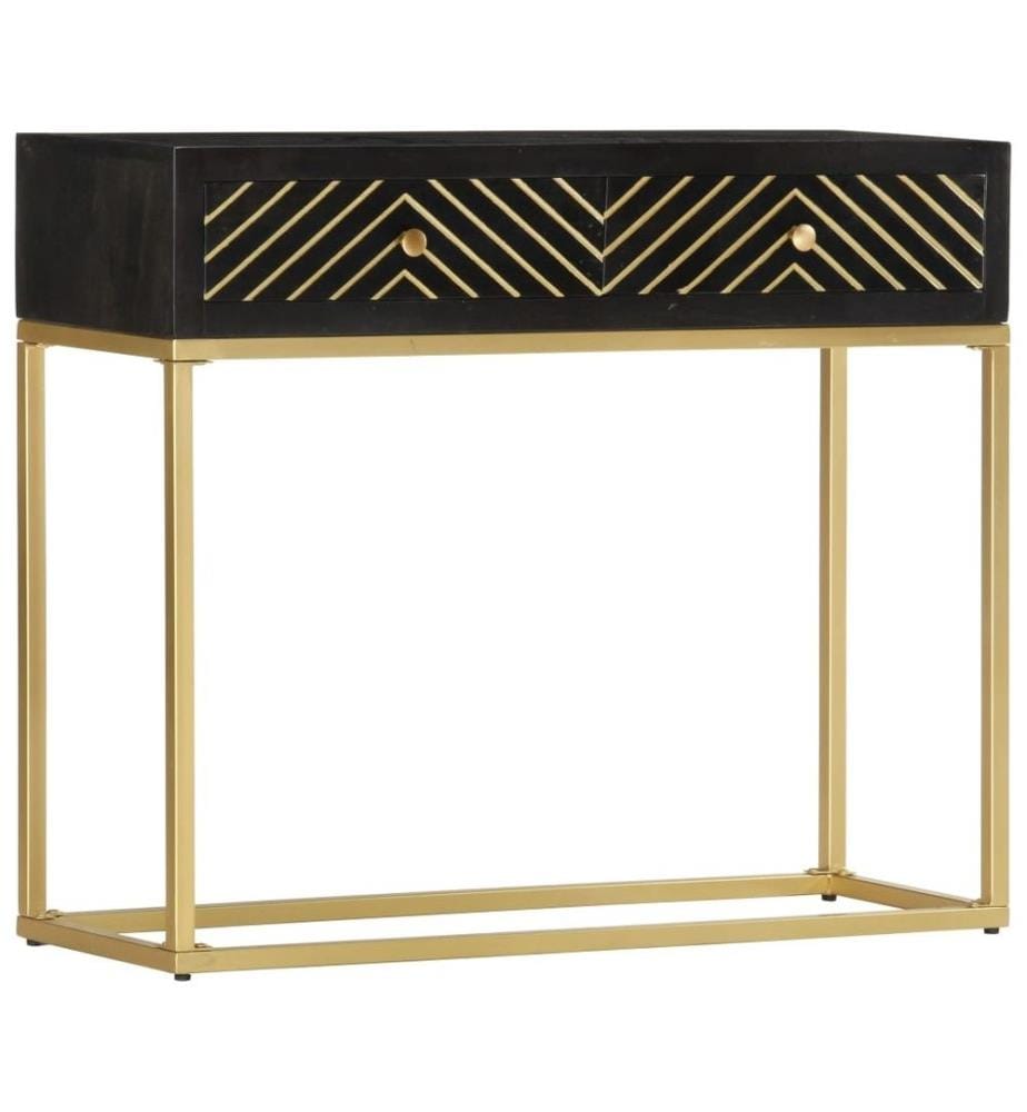 Konsolentisch Schwarz und Golden 90x30x75 cm Mango Massivholz