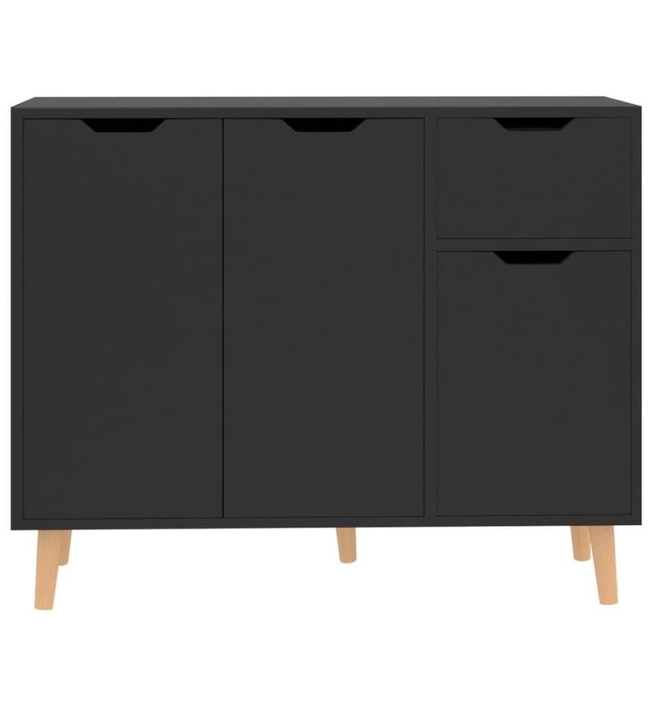 Buffet Noir brillant 90x30x72 cm Aggloméré