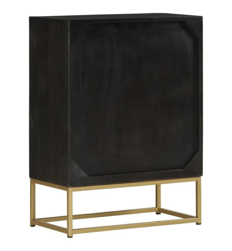 Buffet avec 2 portes noir et doré 55x30x75 cm manguier