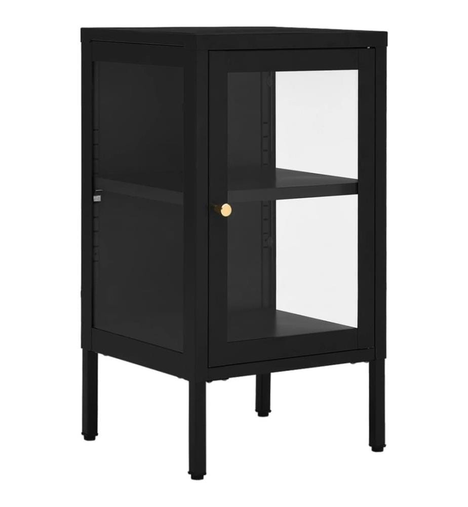 Sideboard Schwarz 38x35x70 cm Stahl und Glas