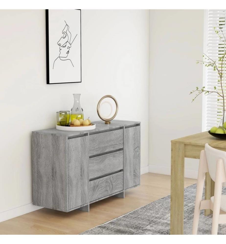 Sideboard mit 3 Schubladen Grau Sonoma 120x41x75 cm