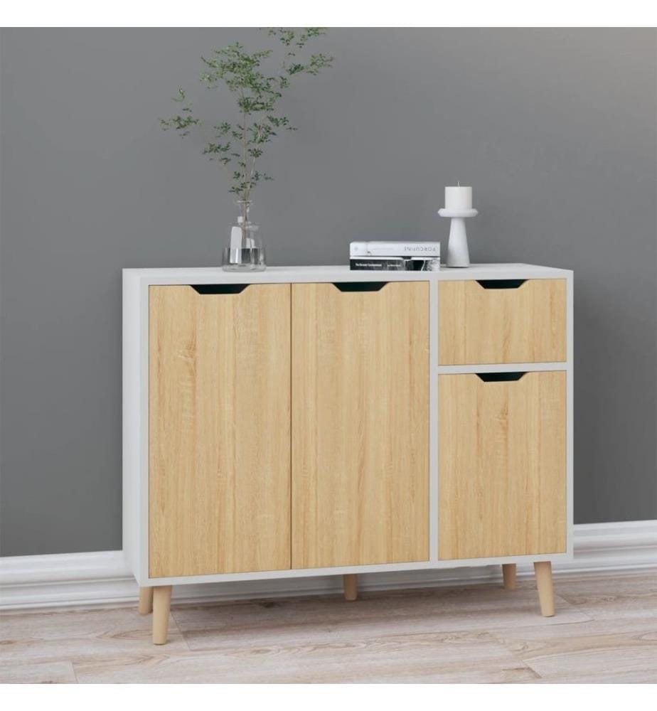 Sideboard Weiss Sonoma-Eiche 90x30x72 cm Holzwerkstoff