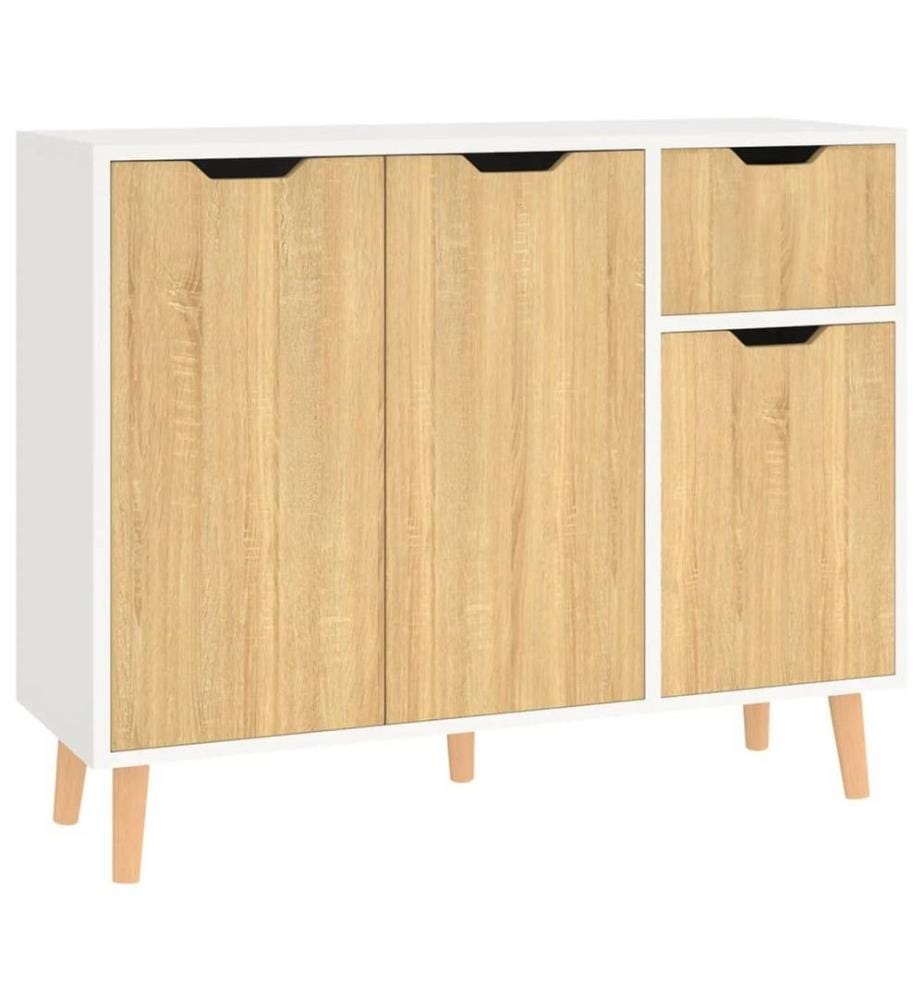 Sideboard Weiss Sonoma-Eiche 90x30x72 cm Holzwerkstoff