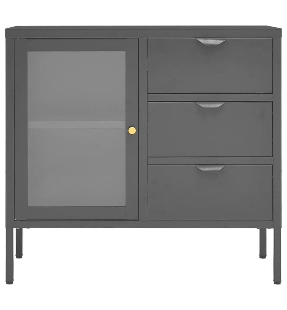 Sideboard Anthrazit 75x35x70 cm Stahl und Hartglas