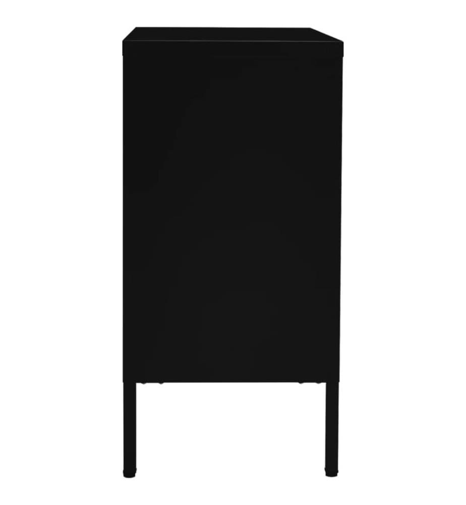 Buffet Noir 75x35x70 cm Acier et verre trempé