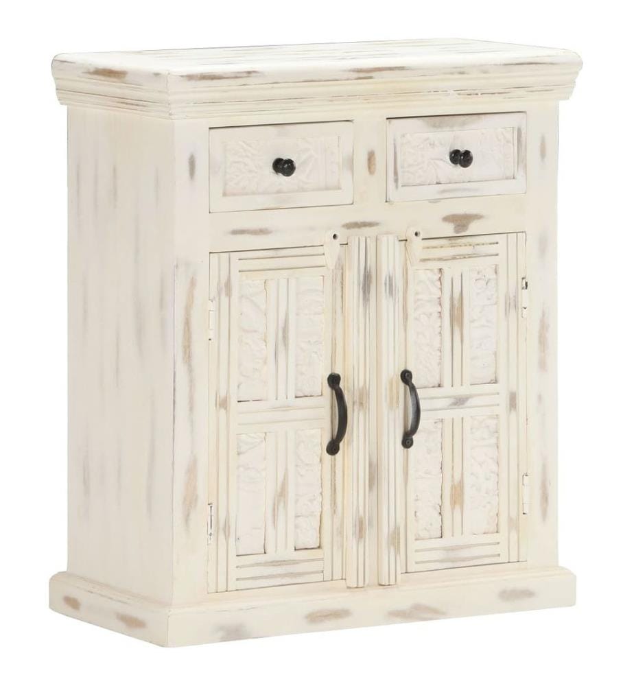 Buffet Blanc 65x30x75 cm Bois de manguier massif