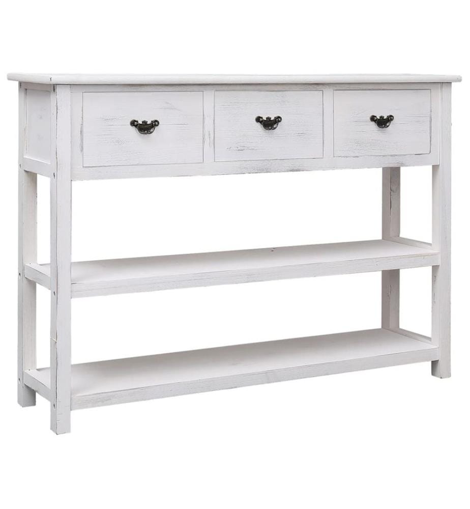 Sideboard Antik-Weiss 108x30x76 cm Massivholz Paulownia