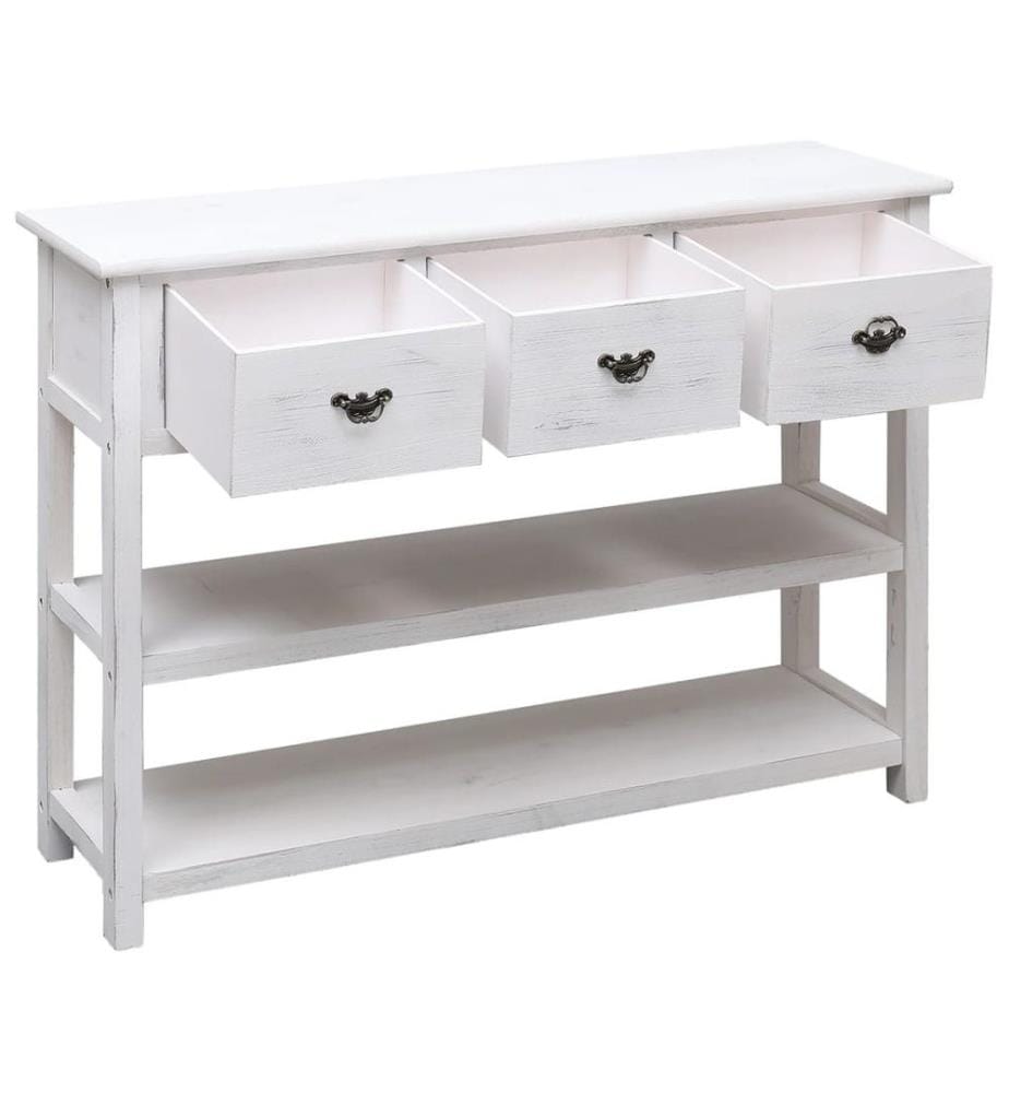 Sideboard Antik-Weiss 108x30x76 cm Massivholz Paulownia