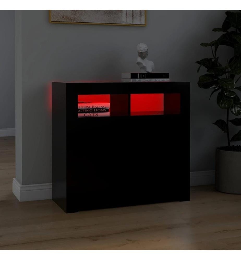 Buffet avec lumières LED noir 80x35x75 cm