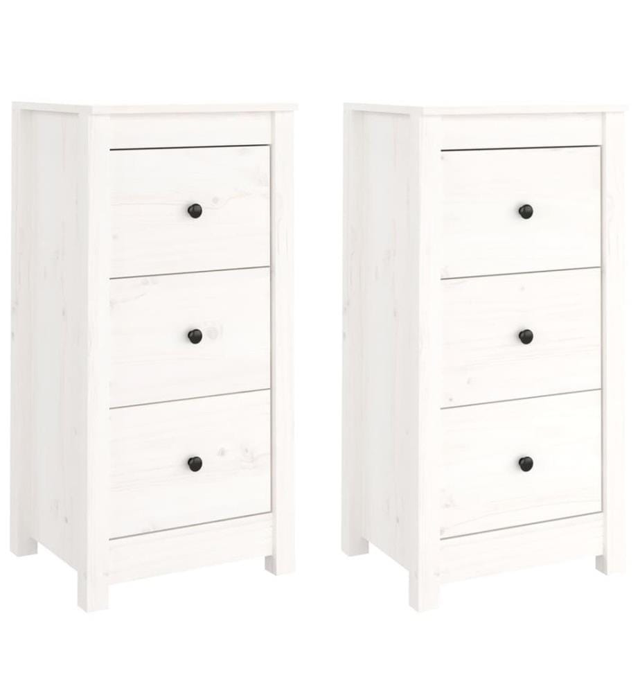 Sideboards 2 Stk. Weiss 40x35x80 cm Massivholz Kiefer