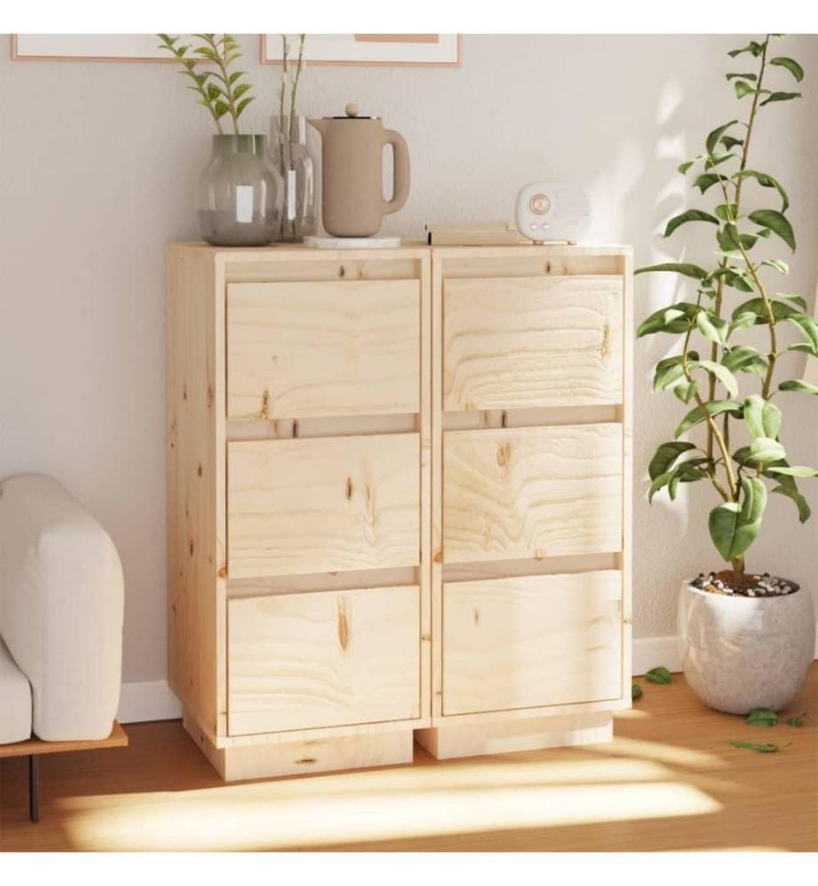Sideboards 2 Stk. 32x34x75 cm Massivholz Kiefer