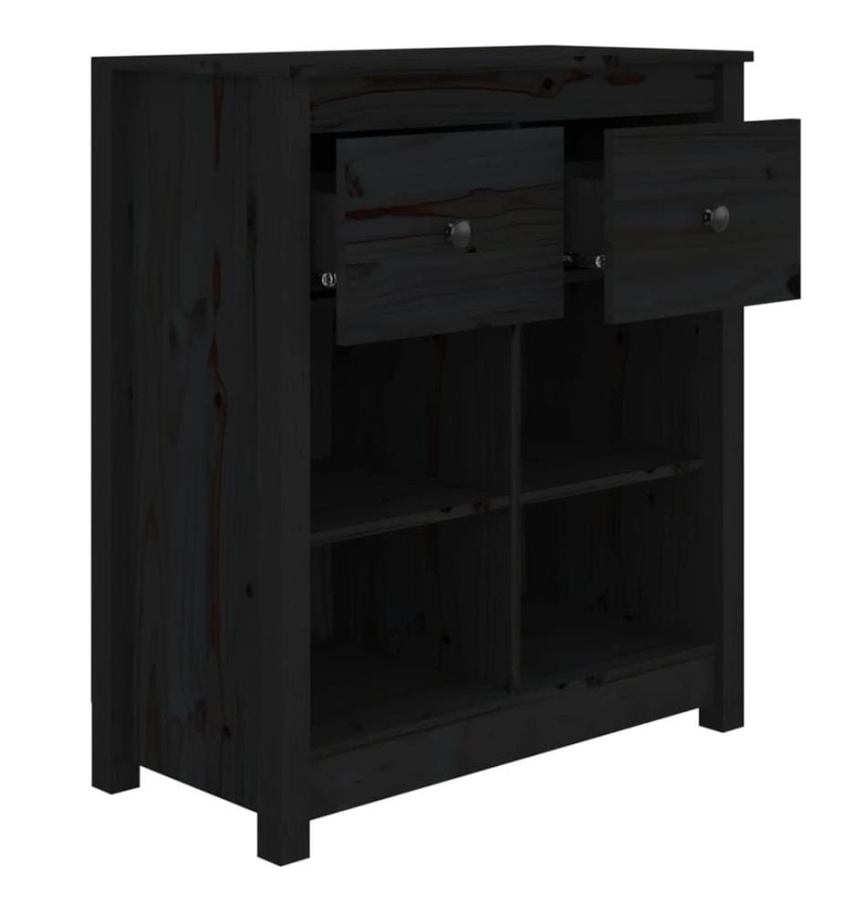 Buffet Noir 70x35x80 cm Bois massif de pin