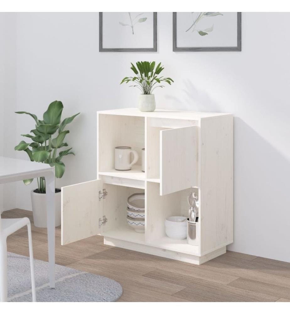 Sideboard Weiss 74x35x80 cm Massivholz Kiefer