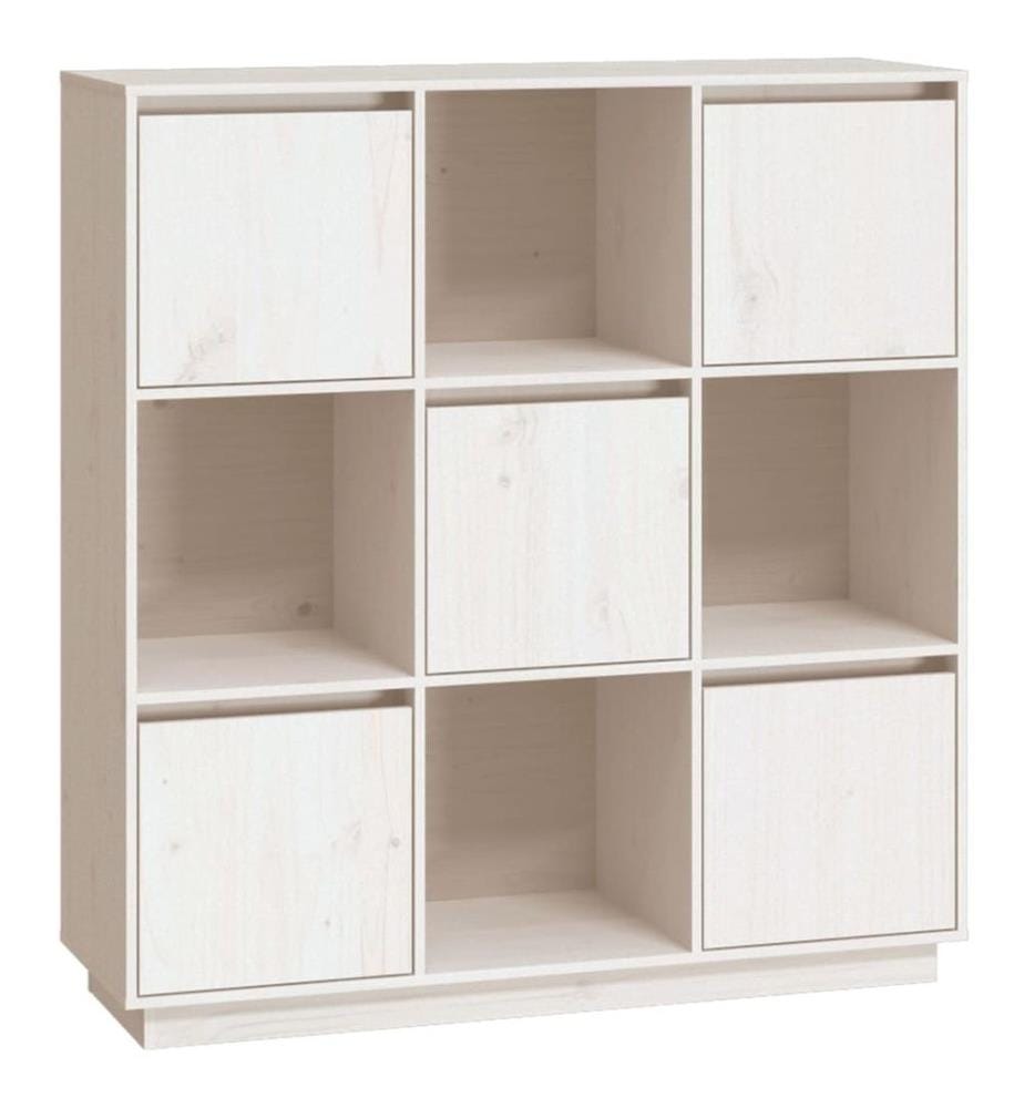 Highboard Weiss 110,5x35x117 cm Massivholz Kiefer