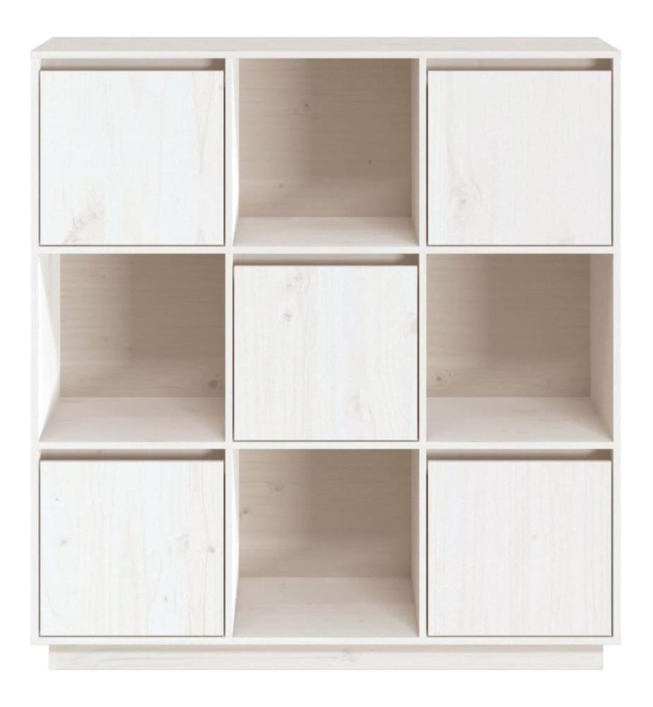 Highboard Weiss 110,5x35x117 cm Massivholz Kiefer