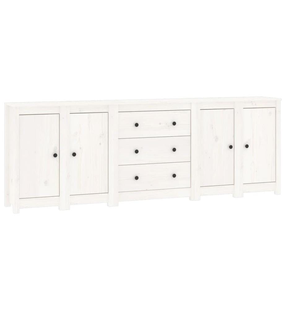 Buffet Blanc 230x35x80 cm Bois massif de pin