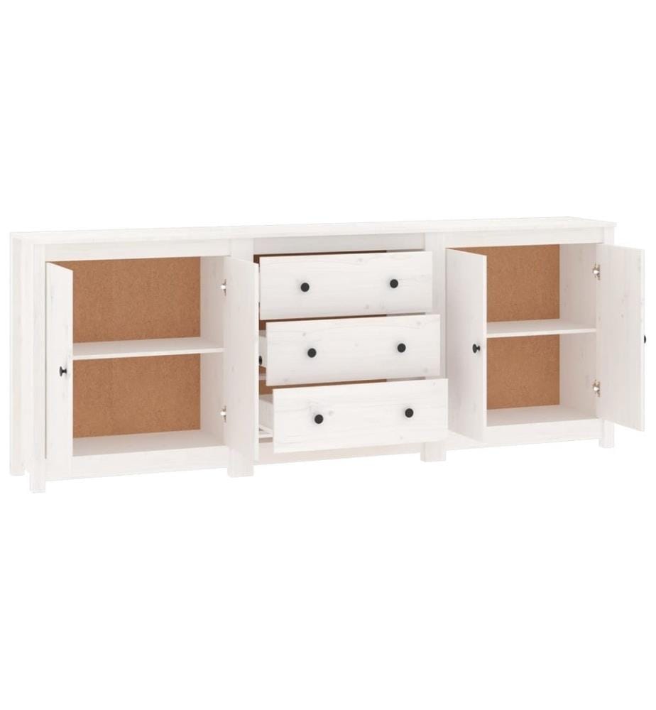 Sideboard Weiss 210x35x80 cm Massivholz Kiefer