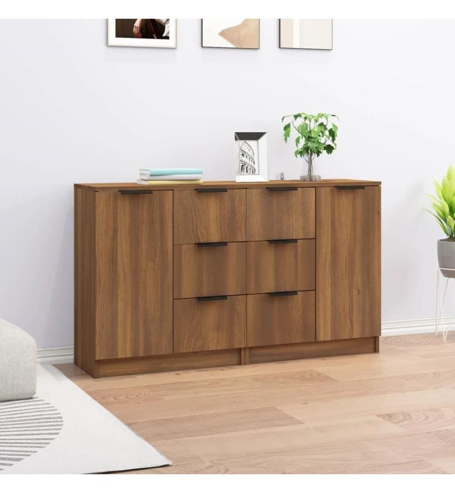Sideboards 2 Stk. Braun Eichen-Optik 60x30x70 cm Holzwerkstoff