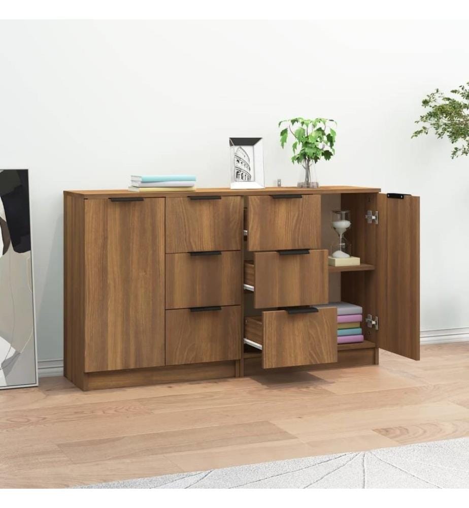 Sideboards 2 Stk. Braun Eichen-Optik 60x30x70 cm Holzwerkstoff