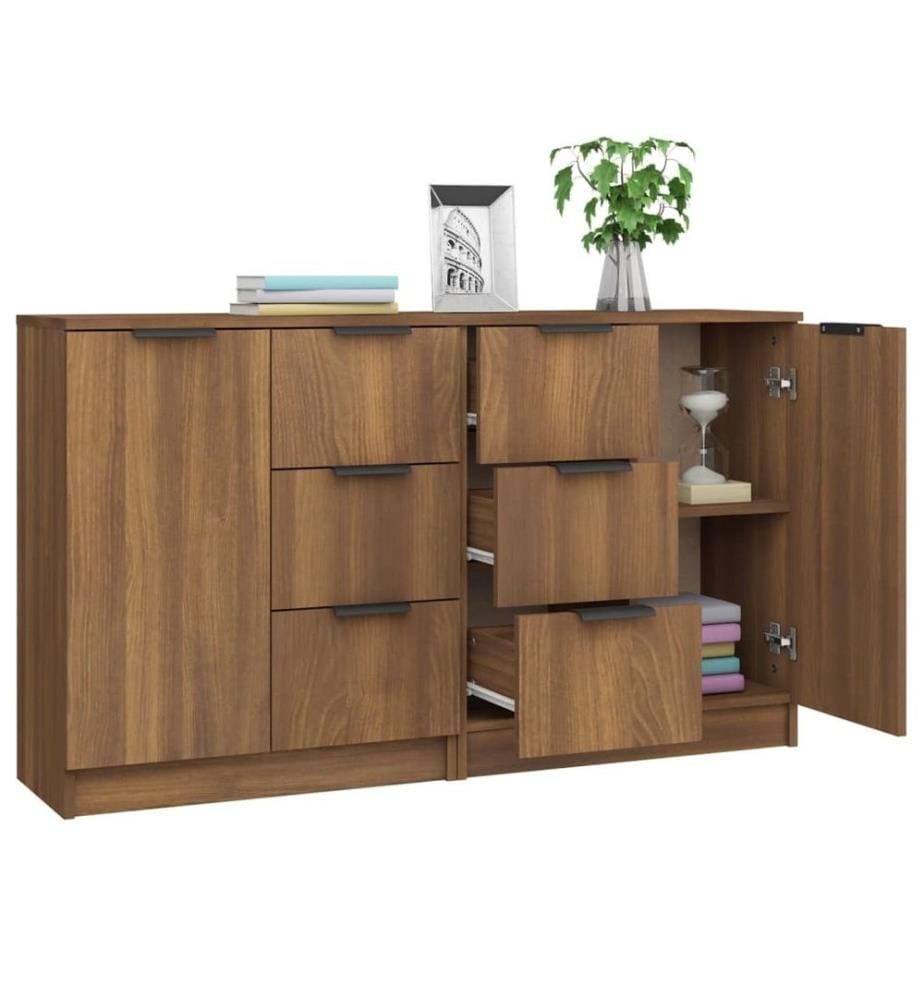Sideboards 2 Stk. Braun Eichen-Optik 60x30x70 cm Holzwerkstoff