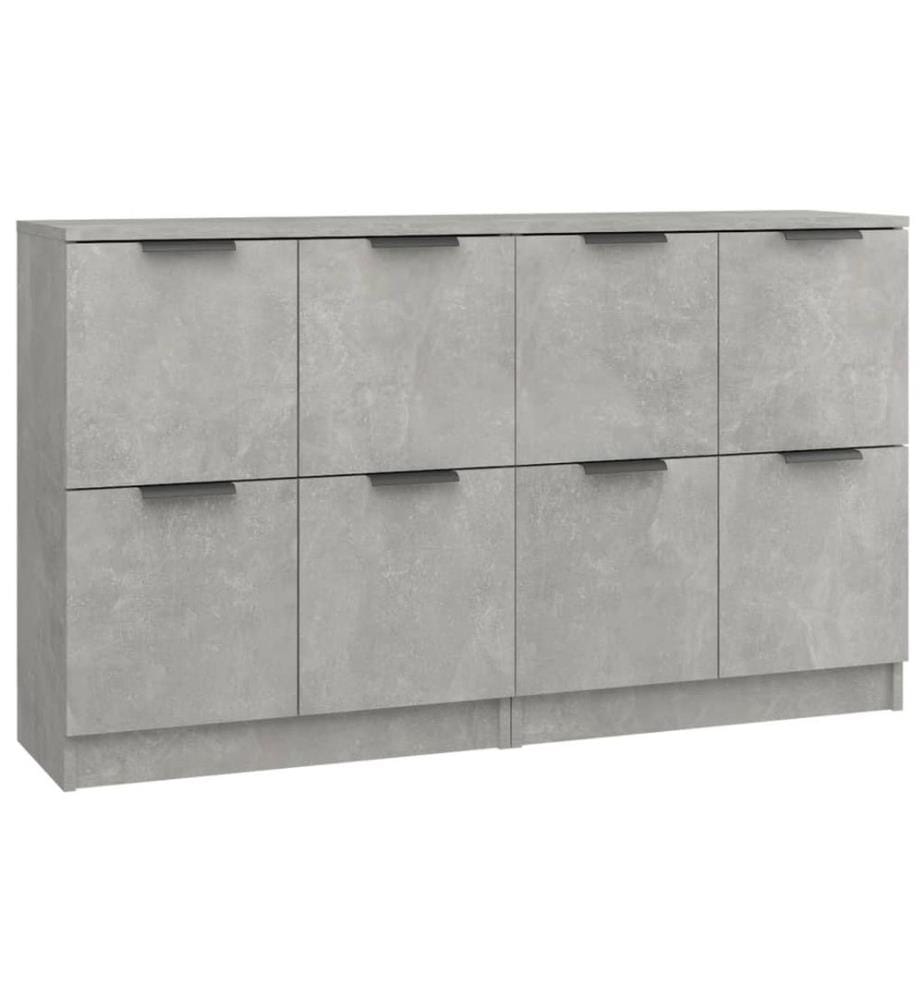 Buffets 2 pcs Gris béton 60x30x70 cm Bois d'ingénierie