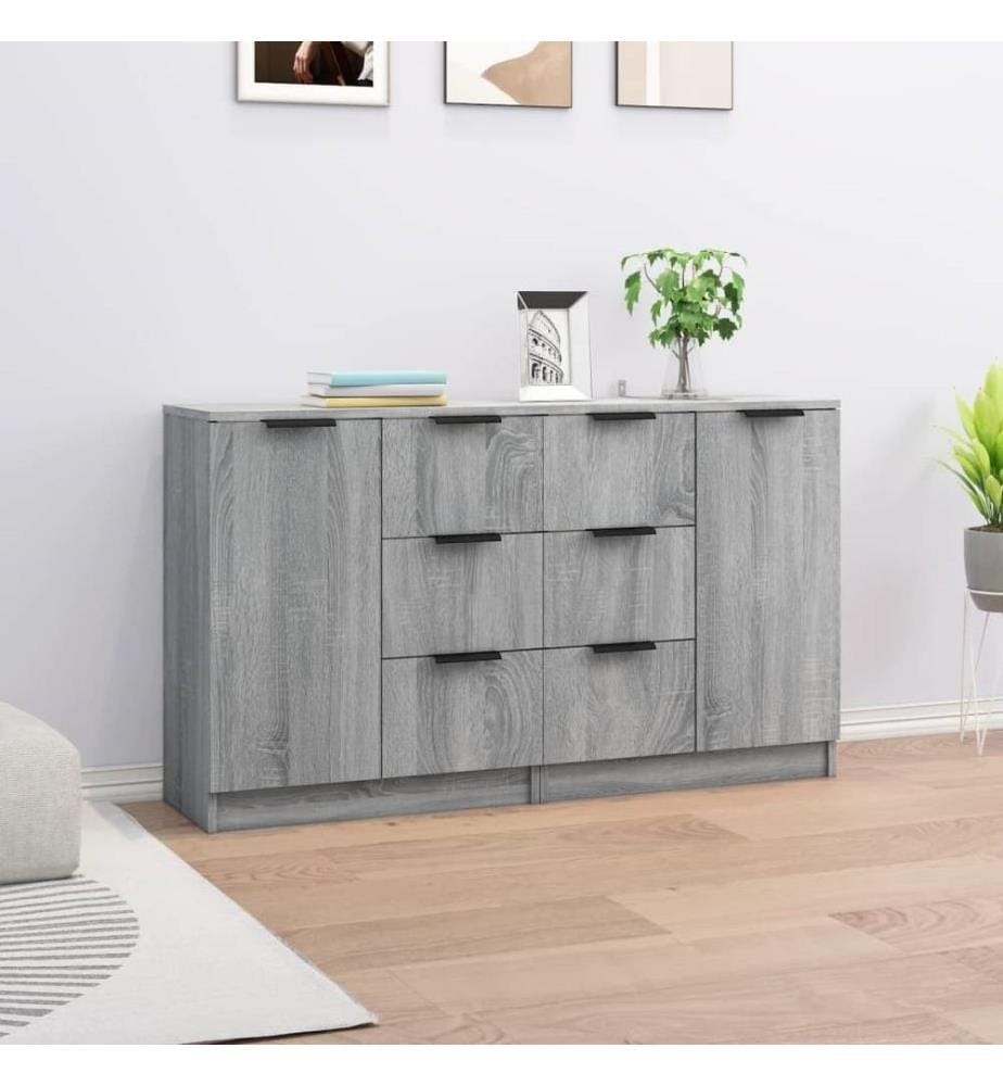 Sideboards 2 Stk. Grau Sonoma 60x30x70 cm Holzwerkstoff